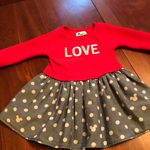 Baby Gap Red and Chambray Minnie Love Dress 3T